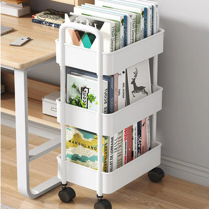 (Neat & Tidy) Mobile Bookshelf Trolley for Household - (Kitchen Organizers, Storage Rack, Home Bathroom Cart, Living Room Snacks Shelves with Wheels