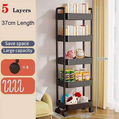 (Neat & Tidy) Mobile Bookshelf Trolley for Household - (Kitchen Organizers, Storage Rack, Home Bathroom Cart, Living Room Snacks Shelves with Wheels