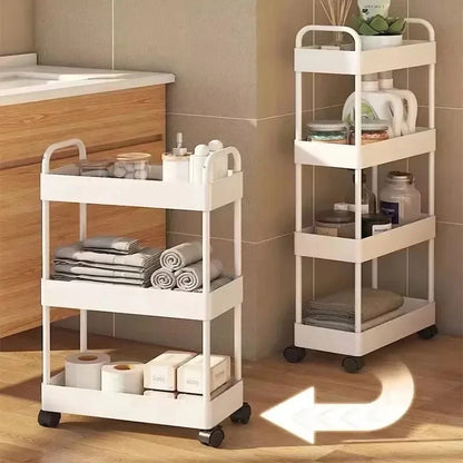 (Neat & Tidy) Mobile Bookshelf Trolley for Household - (Kitchen Organizers, Storage Rack, Home Bathroom Cart, Living Room Snacks Shelves with Wheels