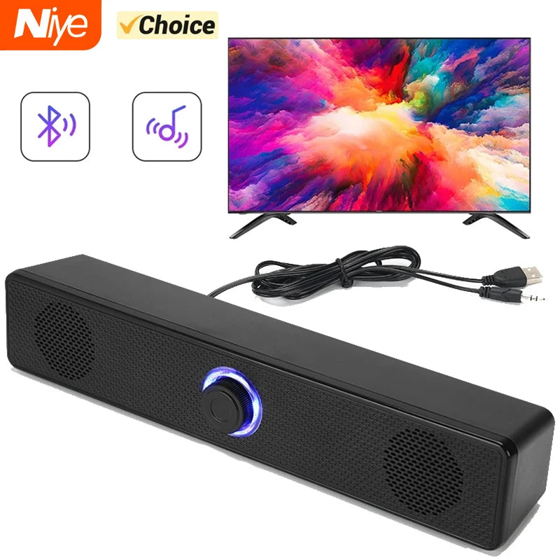 Soundbar Wired and Wireless Bluetooth Speaker USB Powered Soundbar for TV Pc Laptop Gaming Home Theater Surround Audio System