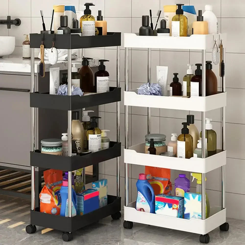 (Slim) Storage Cart Multifunctional High Capacity Save Space 3/4-Tier Storage Movable Floor-Standing Rolling Vertical Shelf for Kitchen