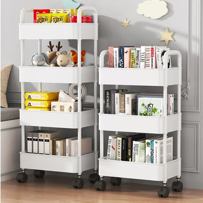 (Neat & Tidy) Mobile Bookshelf Trolley for Household - (Kitchen Organizers, Storage Rack, Home Bathroom Cart, Living Room Snacks Shelves with Wheels