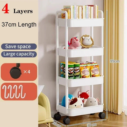 (Neat & Tidy) Mobile Bookshelf Trolley for Household - (Kitchen Organizers, Storage Rack, Home Bathroom Cart, Living Room Snacks Shelves with Wheels