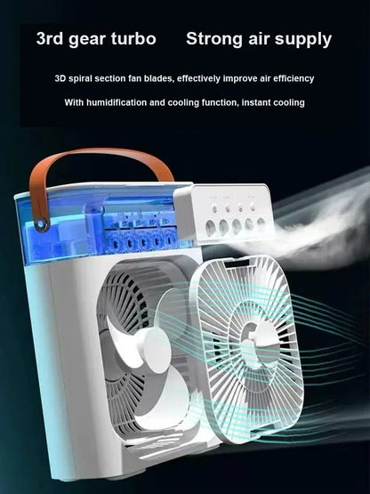 Portable Fan Air Conditioners USB Electric Fan LED Night Light Water Mist Fun 3 In 1 Air Humidifier For Home